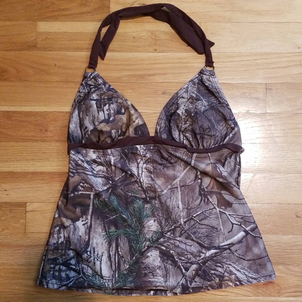Camouflage swimsuit top